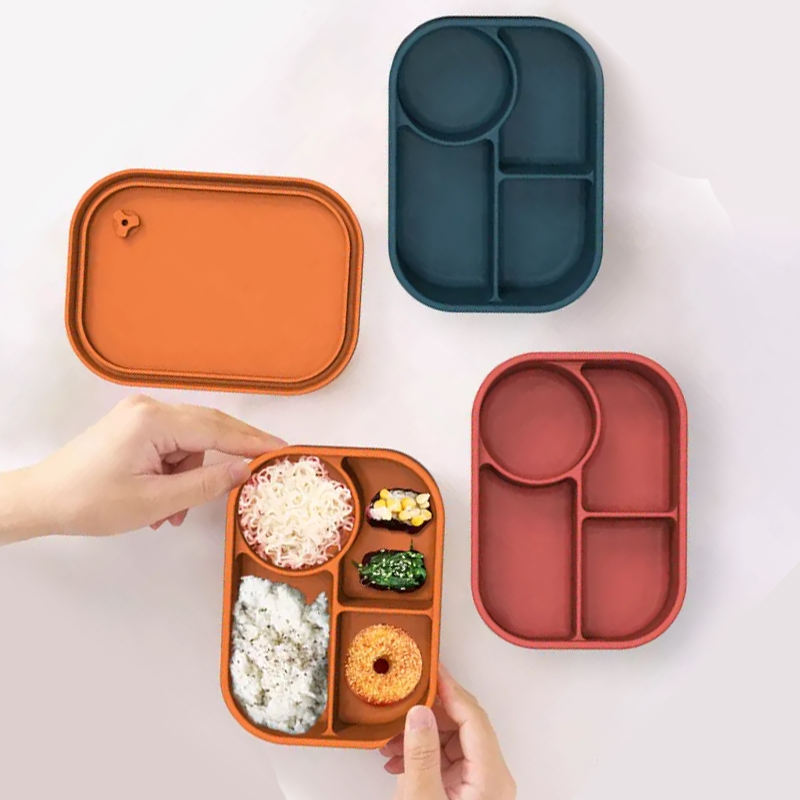 Bo&icirc;te &agrave; d&eacute;jeuner de bureau &agrave; Bento en Silicone, Portable et &eacute;cologique, avec compartiment, pour enfants, enfants et adultes