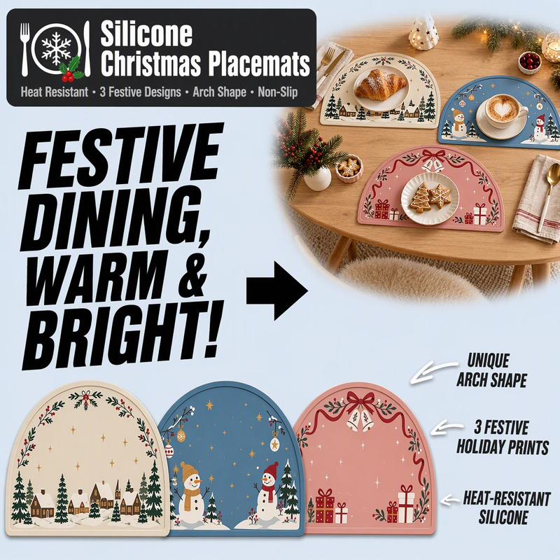 Mantel individual navide&ntilde;o de silicona - Estera de mesa antideslizante impermeable
