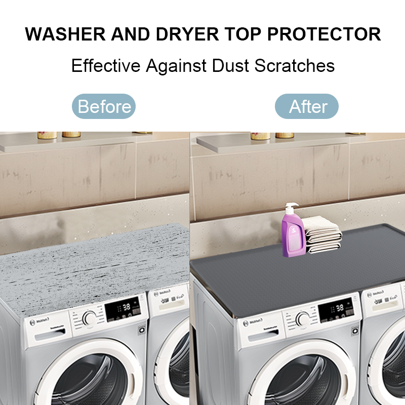 Tapis sup&eacute;rieur pour lave-linge et s&egrave;che-linge en silicone 54x27,5 - Antid&eacute;rapant avec rebord
