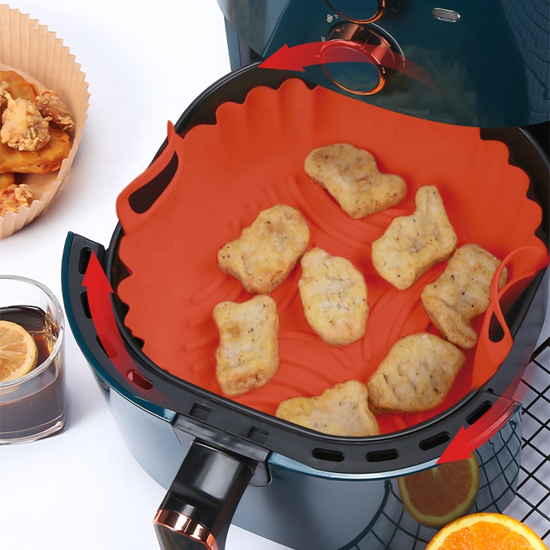 Olla de silicona para freidora de aire de 8 pulgadas - Revestimiento reutilizable apto para alimentos