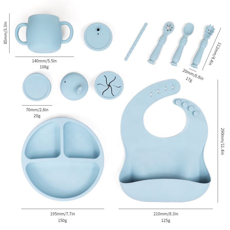 Juego de plato y cuenco divisor de silicona con cuchara - para ni&ntilde;os
