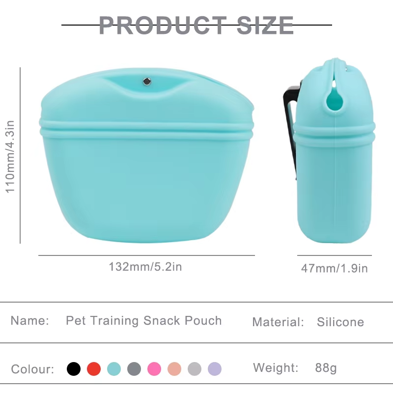 Bolsa de silicona para golosinas para perros - Cierre magn&eacute;tico con clip para la cintura