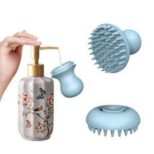 Brosse &agrave; shampoing en silicone pour massage du cuir chevelu - Cheveux mouill&eacute;s et secs