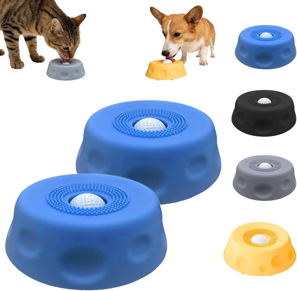 Cuenco de silicona para lamer mascotas con patr&oacute;n s&oacute;lido, alimentador lento autom&aacute;tico ecol&oacute;gico, cuenco para golosinas l&iacute;quidas para perros, alimentaci&oacute;n lenta