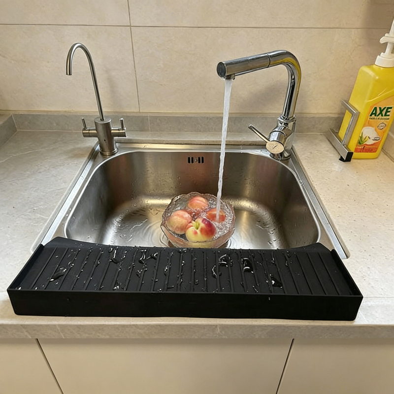 Protector contra salpicaduras para fregadero de cocina, alfombrilla de silicona de primera calidad para drenaje del fregadero