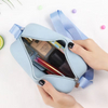 Pochette de rangement en Silicone Durable avec fermeture &eacute;clair, sac de rangement de cosm&eacute;tiques Portable &agrave; la mode avec poign&eacute;e, organisateur de maquillage pour petits articles
