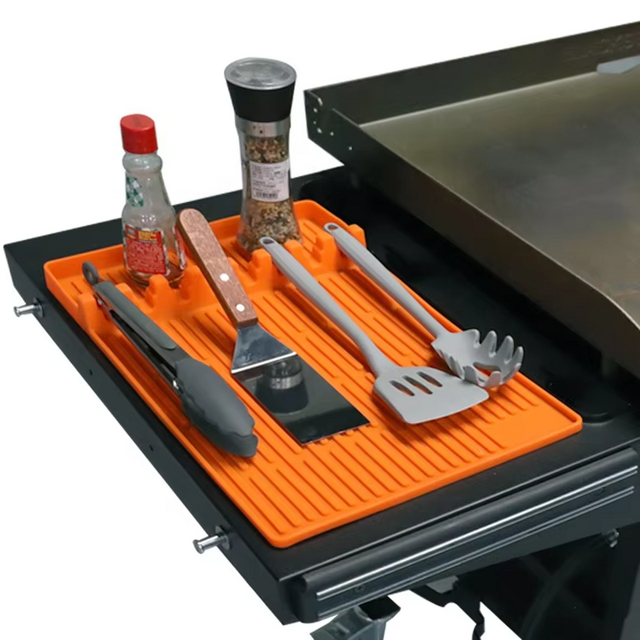 Wellfine Silicone Plancha Outils Tapis BBQ Caddy Ustensiles Support Comptoir De Cuisson Spatule Tapis