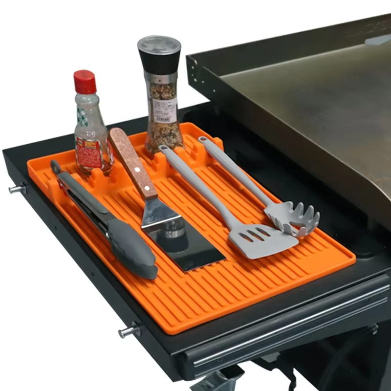 Wellfine シリコーングリドルツールマット BBQ キャディー器具ホルダー調理カウンタートップへらマット