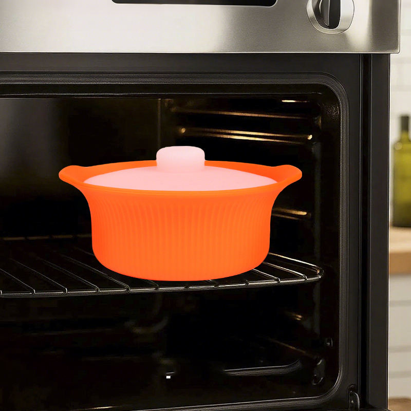 Utensilio de cocina con logotipo personalizado, recipiente de silicona para cocinar de forma segura, vaporizador de alimentos, horno microondas, recipiente de silicona