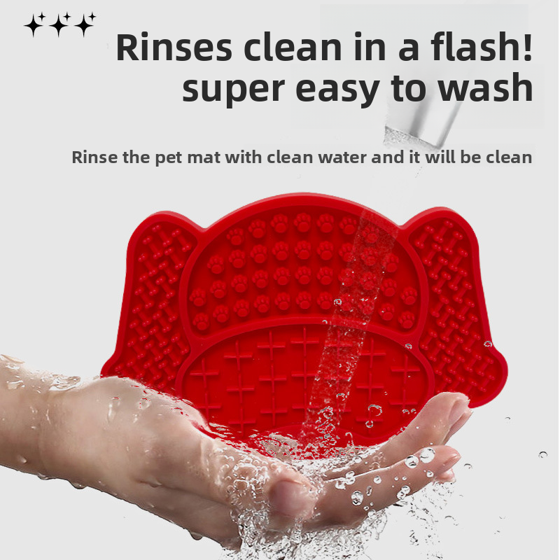 Bol moderne en Silicone pour animaux de compagnie, avec fonction automatique, Base d'aspiration &agrave; motif solide, tapis &agrave; l&eacute;chage lent pour l'hydratation de l'alimentation des chiens et des chats