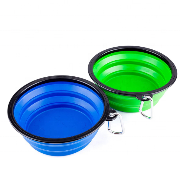 Bol portatif en Silicone pour animaux de compagnie de 5.0 pouces, bol de voyage pliable et extensible pour alimentation en eau, plat pour chien et chat, 1000ml