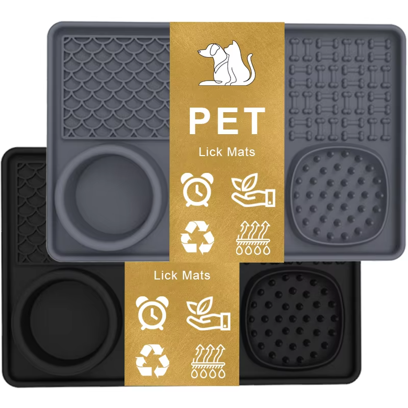 Bol pour chien antid&eacute;rapant moderne avec motif solide, tapis &agrave; l&eacute;cher pour animaux de compagnie en Silicone de qualit&eacute; alimentaire, mangeoire automatique &eacute;cologique pour animaux de compagnie, eau et nourriture