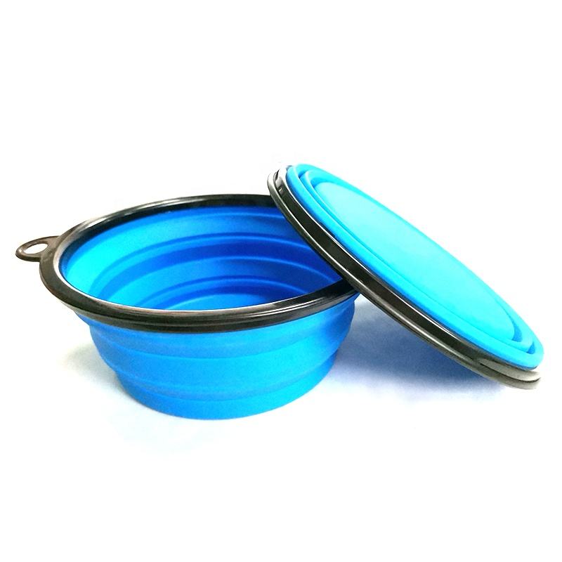 Cuenco de silicona port&aacute;til para mascotas, alimentador lento de silicona, cuenco plegable para perros con sublimaci&oacute;n, cuenco plegable antideslizante blanco para perros con tapa