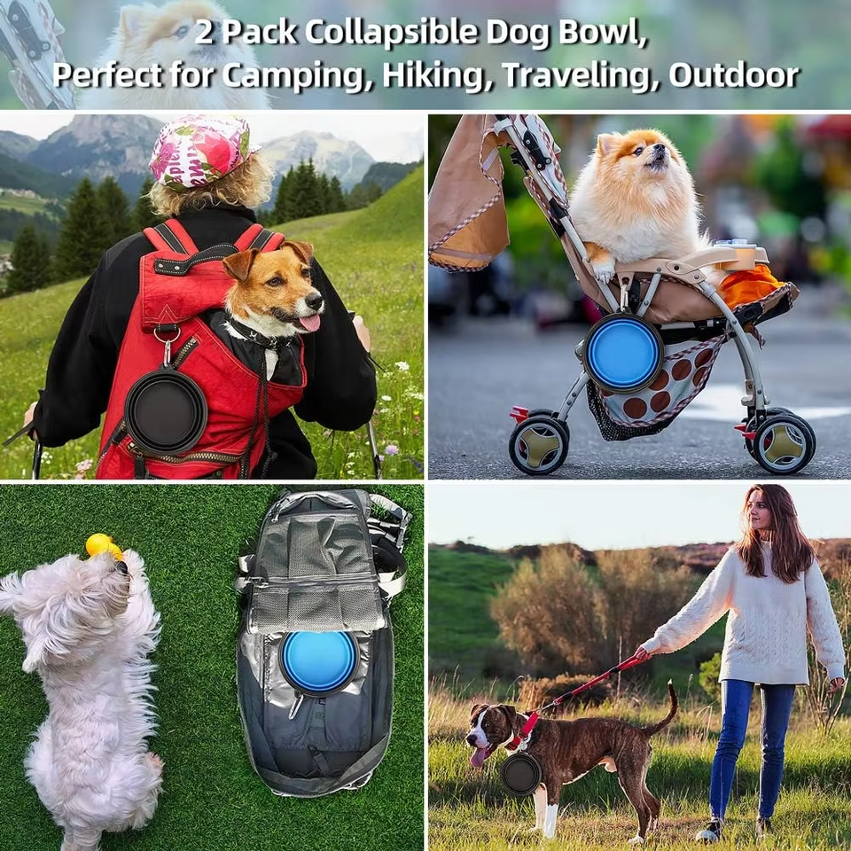Wellfine – bol pliable en Silicone r&eacute;sistant &agrave; l'eau pour chien, mangeoire en plastique pour animaux de compagnie, nourriture pour chat, bol de voyage pliable pour chat