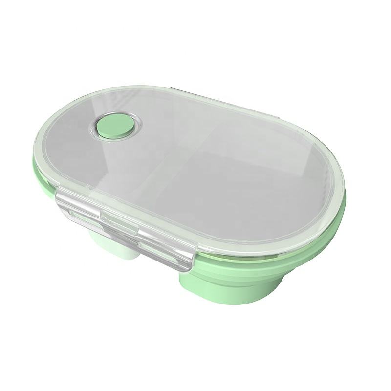 Contenedor de almacenamiento port&aacute;til de la categor&iacute;a alimenticia del silic&oacute;n sin BPA de la fiambrera Bento para ni&ntilde;os con 2 compartimentos