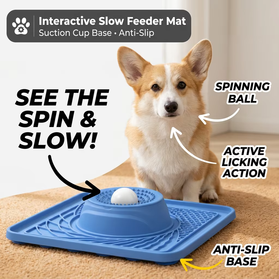 Comedero lento de silicona ecol&oacute;gico para interiores, cuenco para lamer con bola rodante para gatos y perros, alimentaci&oacute;n lenta para mascotas, f&aacute;cil de limpiar