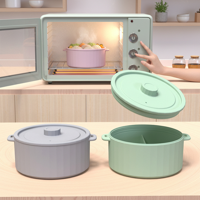 Cuiseur vapeur &agrave; micro-ondes en Silicone &eacute;cologique sans BPA, bol &agrave; vapeur pour aliments paresseux, cuiseur de l&eacute;gumes, Pot pr&eacute;paration de repas sains