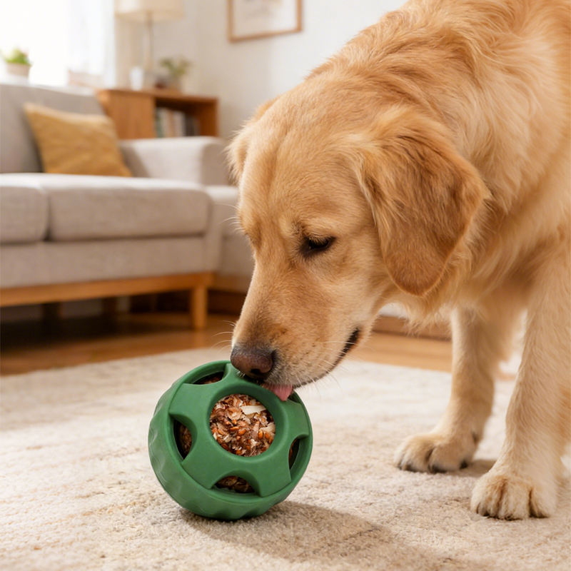 Jouet &agrave; m&acirc;cher pour chien, jouet en caoutchouc naturel, balle de friandises alimentaire Interactive, jouet &agrave; m&acirc;cher interactif pour animal de compagnie