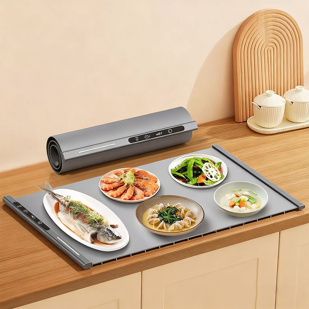 Tapis chauffant pour aliments, panneau chauffant Flexible en Silicone, enroulable, facile &agrave; ranger, tapis chauffant &eacute;lectrique Portable en Silicone pour les aliments