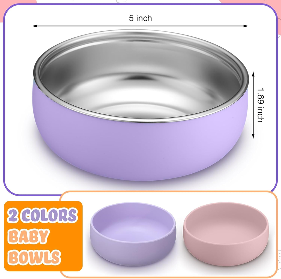 Assiettes divis&eacute;es par aspiration amovibles en Silicone sans BPA, assiettes alimentaires en acier inoxydable 304 pour enfants