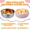 Assiettes divis&eacute;es par aspiration amovibles en Silicone sans BPA, assiettes alimentaires en acier inoxydable 304 pour enfants