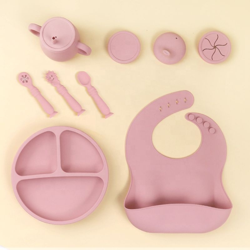 Juego de plato y cuenco divisor de silicona con cuchara - para ni&ntilde;os