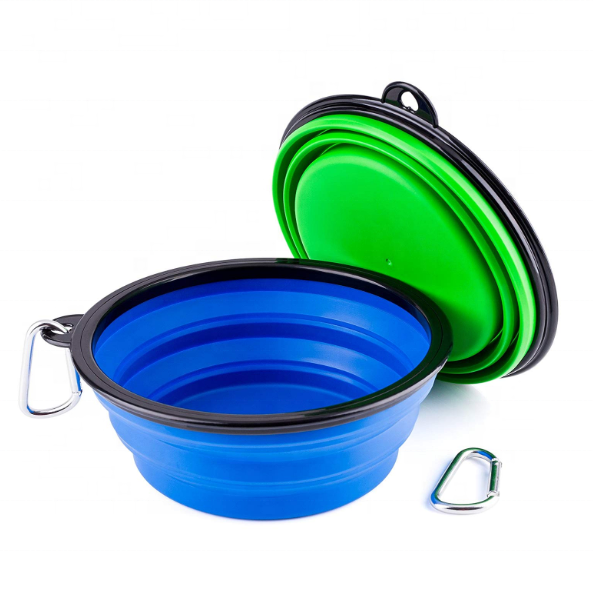 Bol portatif en Silicone pour animaux de compagnie de 5.0 pouces, bol de voyage pliable et extensible pour alimentation en eau, plat pour chien et chat, 1000ml