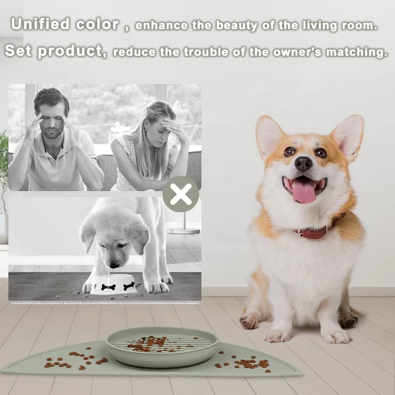 Meilleures ventes Silicone gamelle pour ingestion lente bol pour chien ventouses imperm&eacute;able tapis d'alimentation pour animaux de compagnie avec l&egrave;vres hautes avec ensemble de bol pour chien