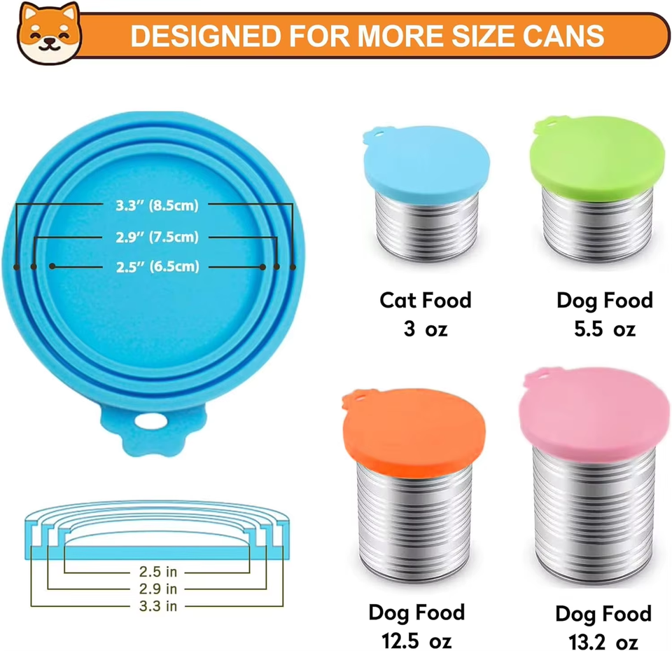 Lata de comida para mascotas 3 en 1 de silicona duradera reutilizable, contenedor de almacenamiento a prueba de fugas para gatos y perros