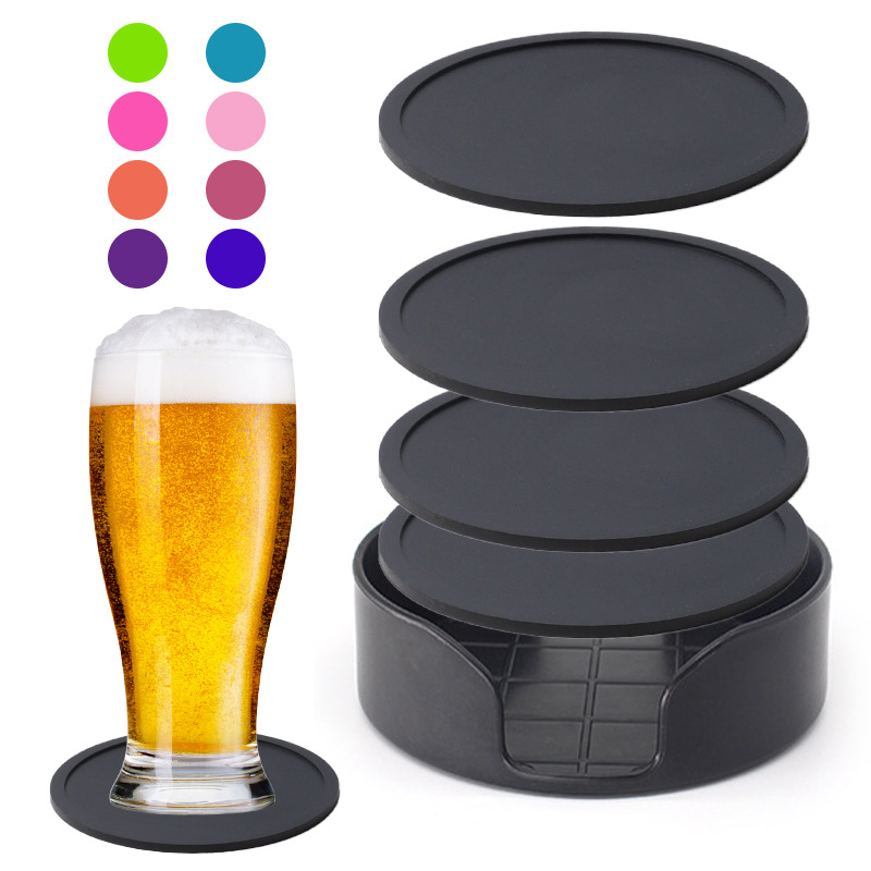 Dessous de verre en Silicone souple et antid&eacute;rapant, imperm&eacute;able, tapis de tasse pour la Protection de table, tapis en Silicone personnalis&eacute;