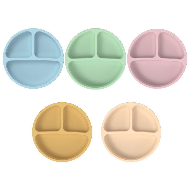 Vajilla ecol&oacute;gica sin BPA para ni&ntilde;os, cuenco de succi&oacute;n de silicona colorido, plato para beb&eacute; con cuchara