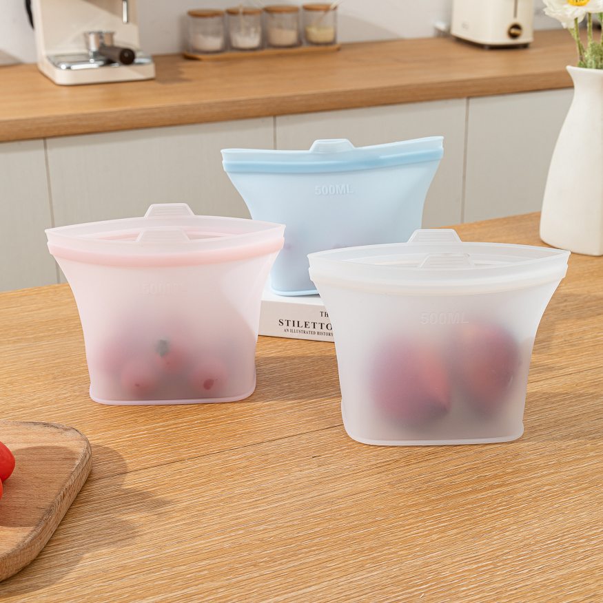 Bolsa de almacenamiento de alimentos segura para microondas, preservaci&oacute;n de refrigerador, silicona de calidad alimentaria para alimentos frescos