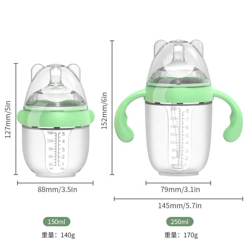 Biberons en silicone pour b&eacute;b&eacute;s – Sans BPA, pr&ecirc;ts &agrave; voyager