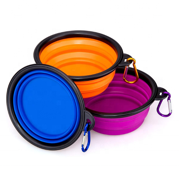 5.0インチポータブルシリコンペットボウル、折りたたみ式拡張可能な給水トラベルボウルカップディッシュペット犬猫用1000ml