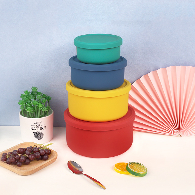 Caja port&aacute;til plegable resistente a altas temperaturas de Bento de la fiambrera del silic&oacute;n de categor&iacute;a alimenticia redonda de la venta caliente