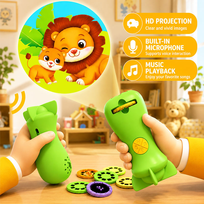 Lampe de poche projecteur pour enfants, &eacute;ducation pr&eacute;coce pour l'apprentissage cognitif, visionneuse de diapositives, projecteur d'animaux, jouet torche, cadeau pour enfants