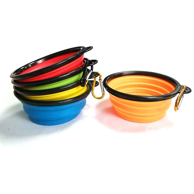 Cuenco de silicona port&aacute;til para mascotas, alimentador lento de silicona, cuenco plegable para perros con sublimaci&oacute;n, cuenco plegable antideslizante blanco para perros con tapa