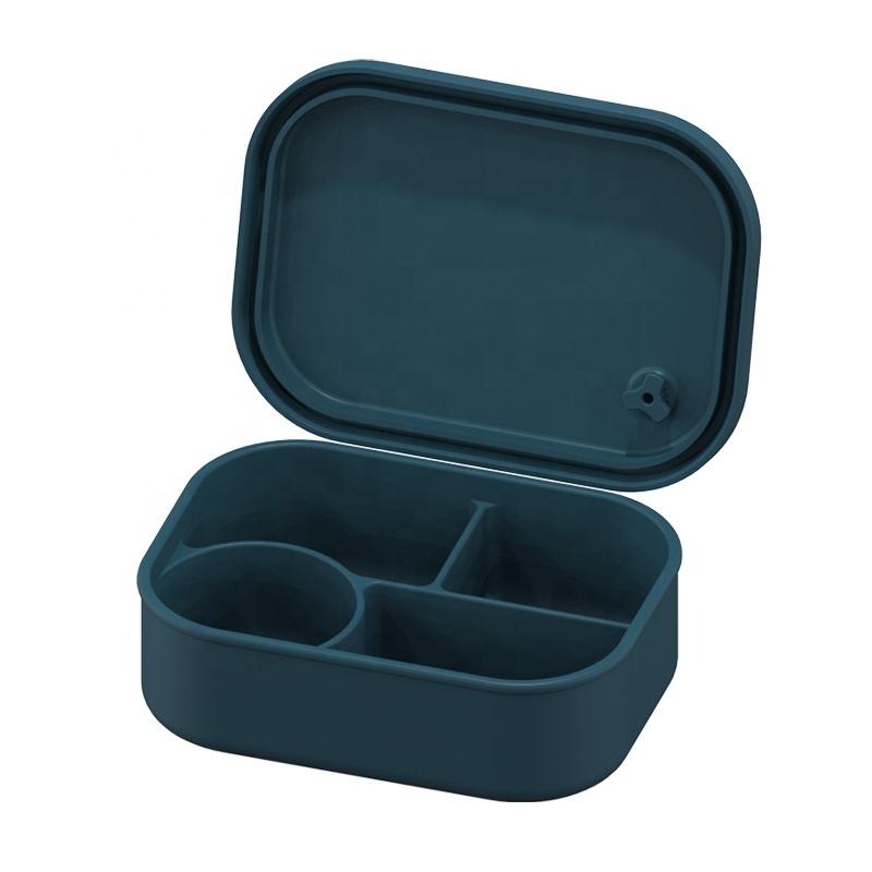 Wellfine Bpa 무료 맞춤형 실리콘 스낵 상자 어린이 학교용 식품 스낵 보관 상자 비 유출 4 구획 도시락 도시락 상자