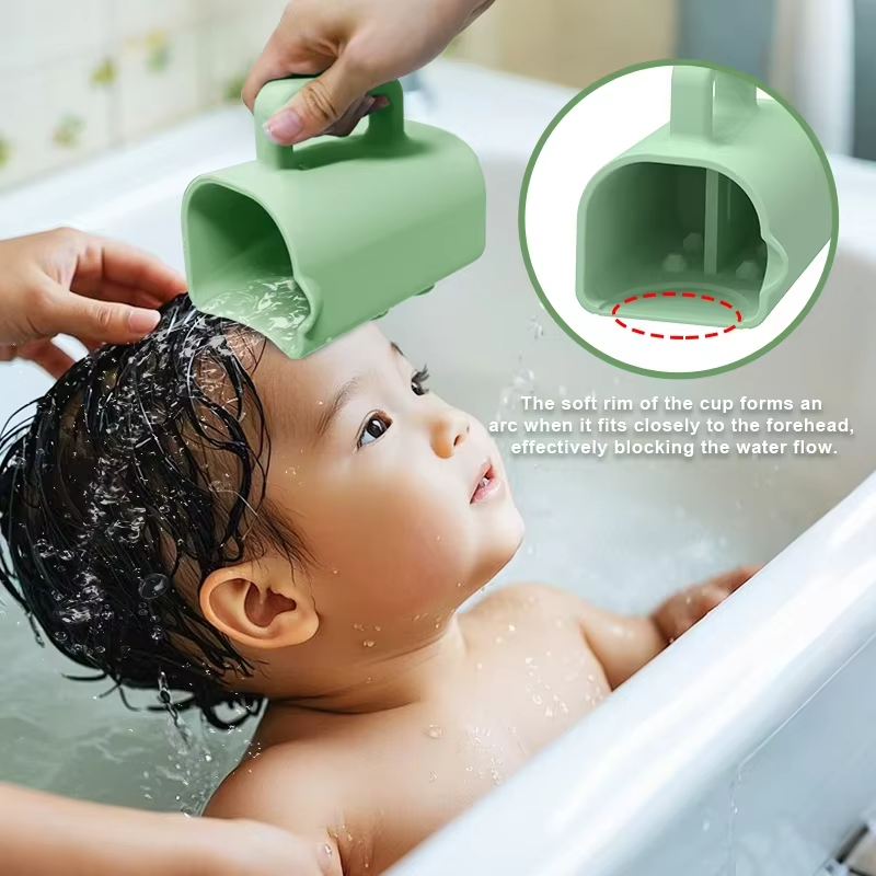 Taza de enjuague para ba&ntilde;o de beb&eacute; con certificaci&oacute;n CPC, champ&uacute; de silicona de calidad alimentaria sin l&aacute;grimas, enjuague corporal, taza con ventosa para ni&ntilde;os